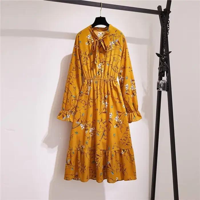 Robes mi-longues à manches longues pour femmes