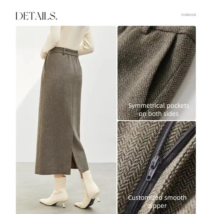 Jupe SENTUBILA longue droite élégante pour femme en polyester et laine pour les occasions professionnelles automnales