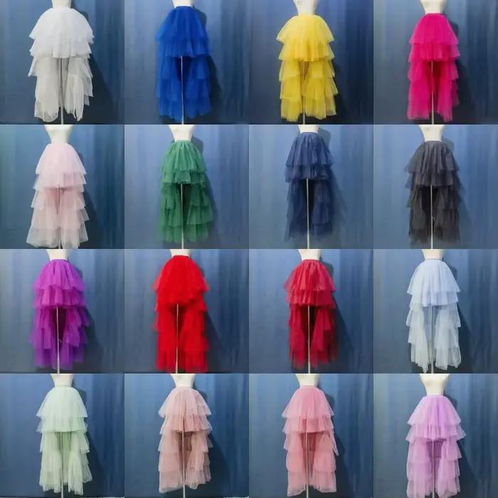 Jupe de soirée tutu chic noire bouffante asymétrique en tulle superposé pour femme