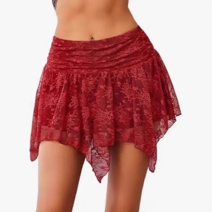 Jupe asymétrique sexy Y2K pour femme, idéale pour les vacances à la plage