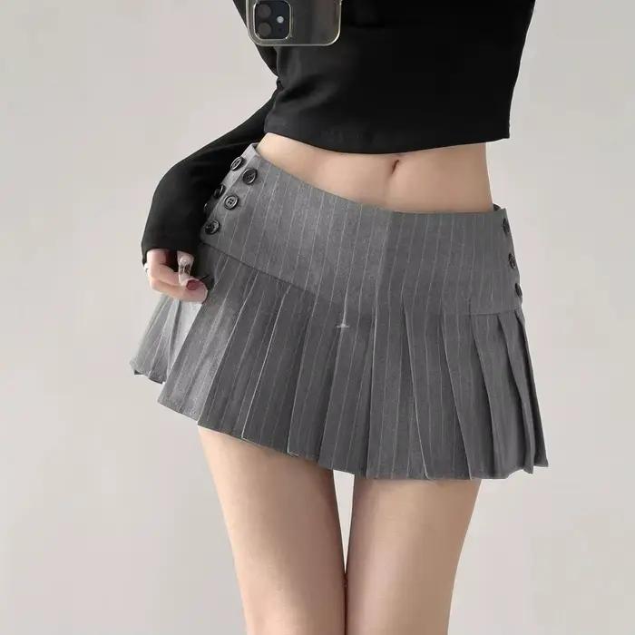 Jupe plissée rayée style universitaire pour femme