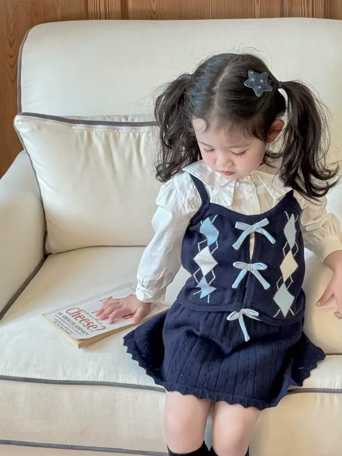Deer jonmi 2026 Printemps Nouvelle Collection Style Coréen Jupes en Tricot pour Bébés Filles