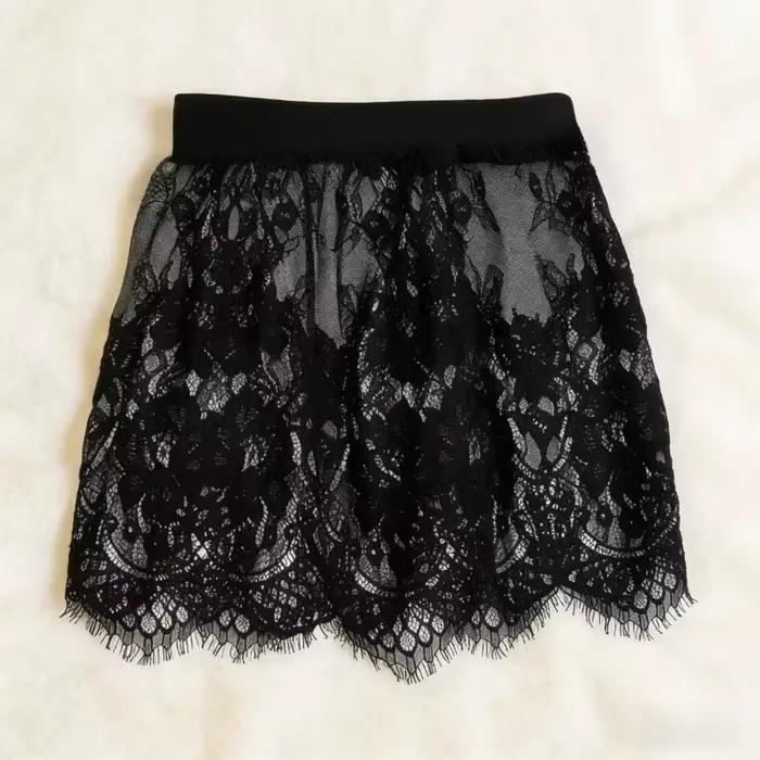 Mini-jupe Sexy dentelle transparente maille jupe chemise Extender femmes été Mini noir blanc courte Micro