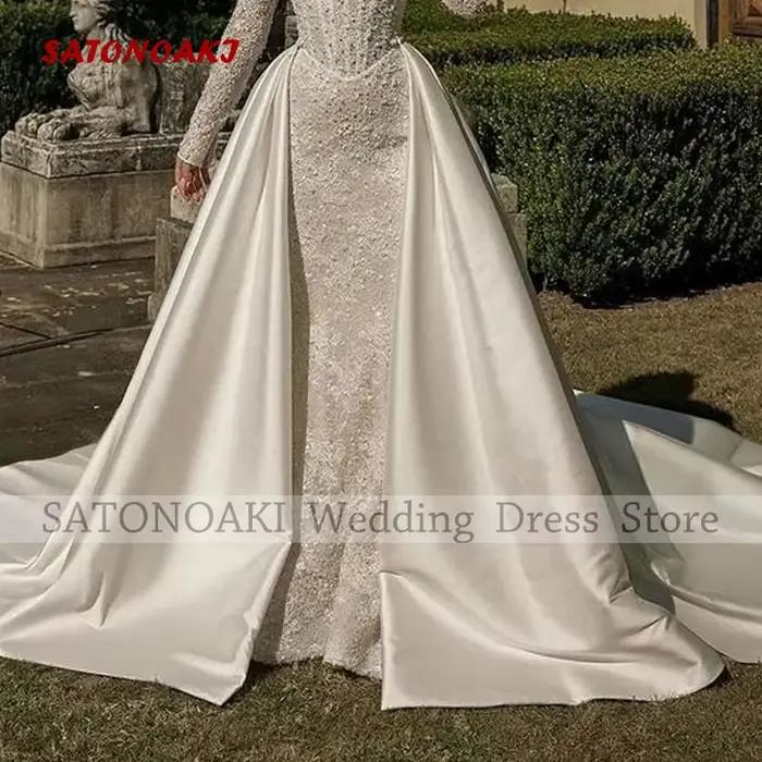 Jupe de mariée amovible en satin ivoire personnalisée avec longue traîne détachable pour robes de soirée