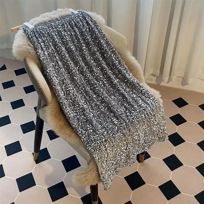 Chic noir et argent Paillettes Jupe Midi Style coréen Юбки Faldas Mujer