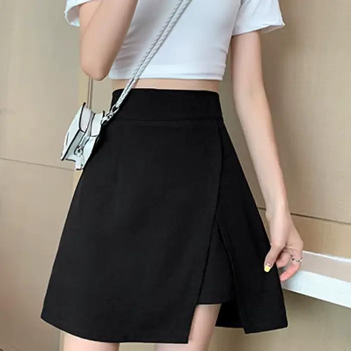 Jupe courte ZOCI pour femme grande taille noire fendue asymétrique coupe trapèze mini jupe d'été streetwear sexy fermeture éclair hautes occasions estivales