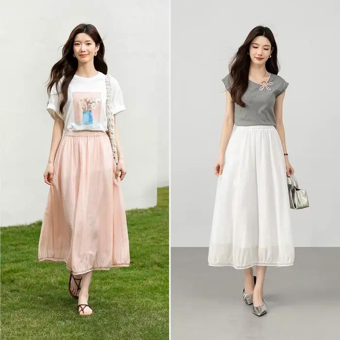 Jupe midi blanche en Lyocell SENTUBILA pour femme
