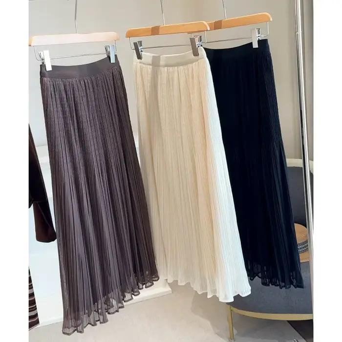 Jupe plissée taille haute en maille pour femme