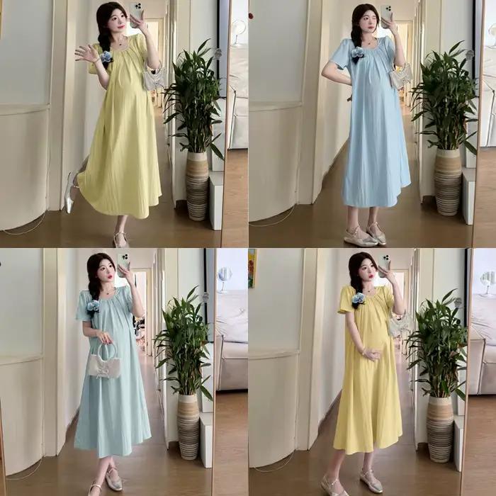 Robe de maternité d'été 2024, longue, fine, fraîche et tendance pour femmes enceintes, restez élégante
