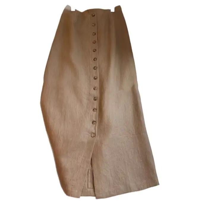 Jupe en polyester kaki décontractée avec plis pour femmes, coupe ajustée, sortie nocturne, printemps été 2026