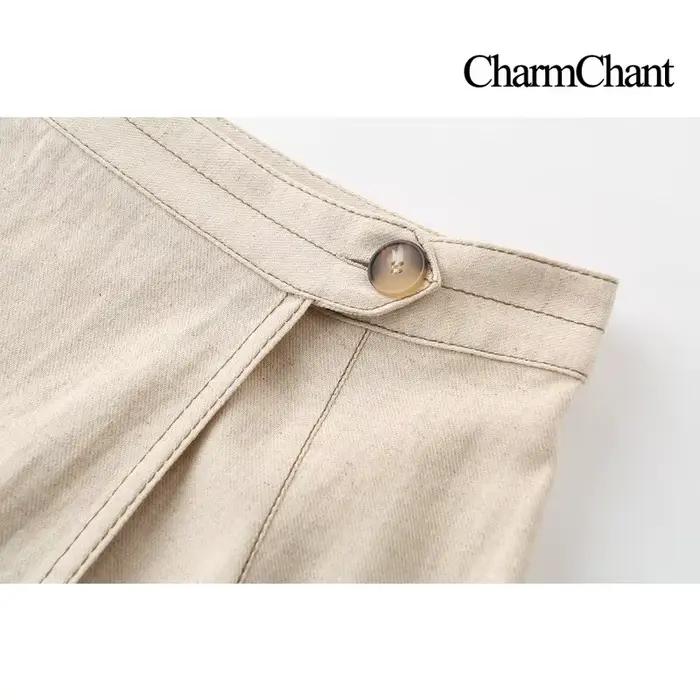 CHARMCHANT Ensemble jupe élégante en lin pour femme