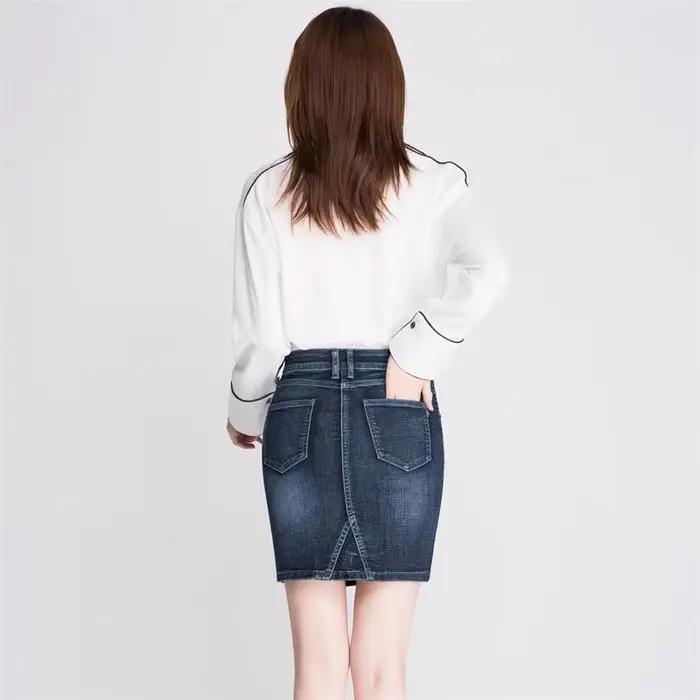 2025 nouvelle jupe en jean d'été femmes bureau affaires Denim bleu