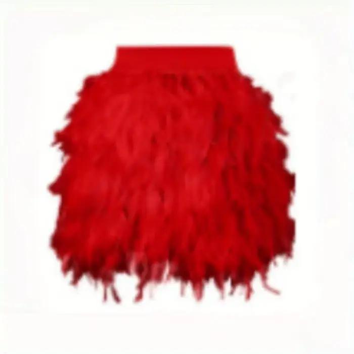 Jupe en plumes à ourlet irrégulier, robe de scène, style européen urbain