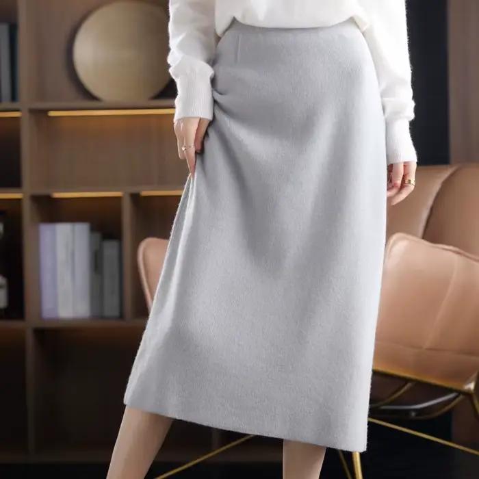 Jupe longue en tricot de laine Pure pour femme