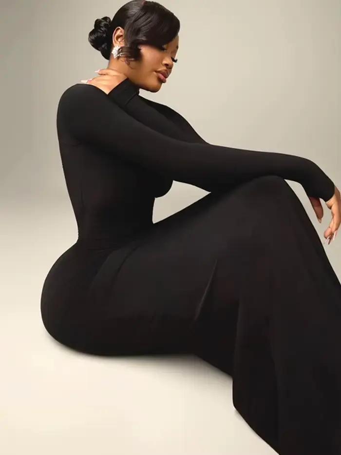 Robe moulante noire sexy pour femme, robe dos nu, robe de soirée sirène à manches longues printemps-été, robe maxi élégante pour événement