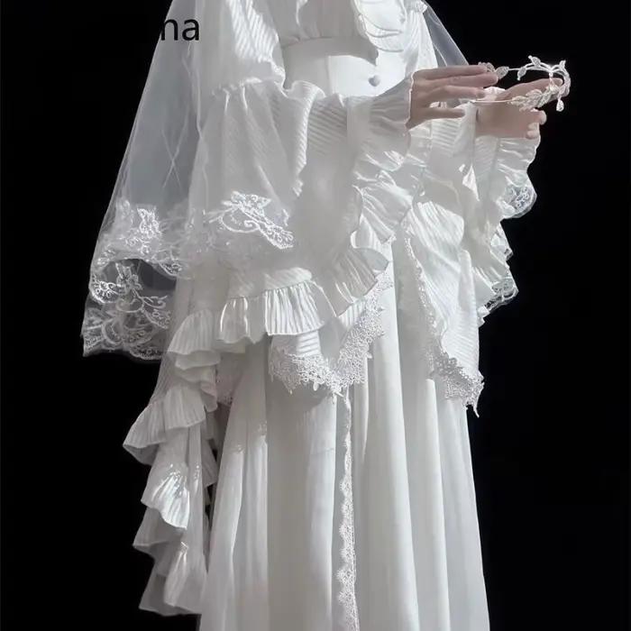 Jupes japonaises pour femmes 2025 Faldas Mujer De Moda taille haute a-ligne Jupe Lolita Style Patchwork dentelle Vintage