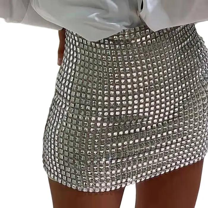 Jupe crayon scintillante à paillettes pour femmes