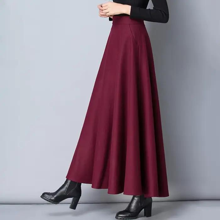 Jupe Lucyever en laine polyester élégante et décontractée pour femmes, automne-hiver, coupe mi-mollet, silhouette une ligne, polyvalente pour toutes les occasions
