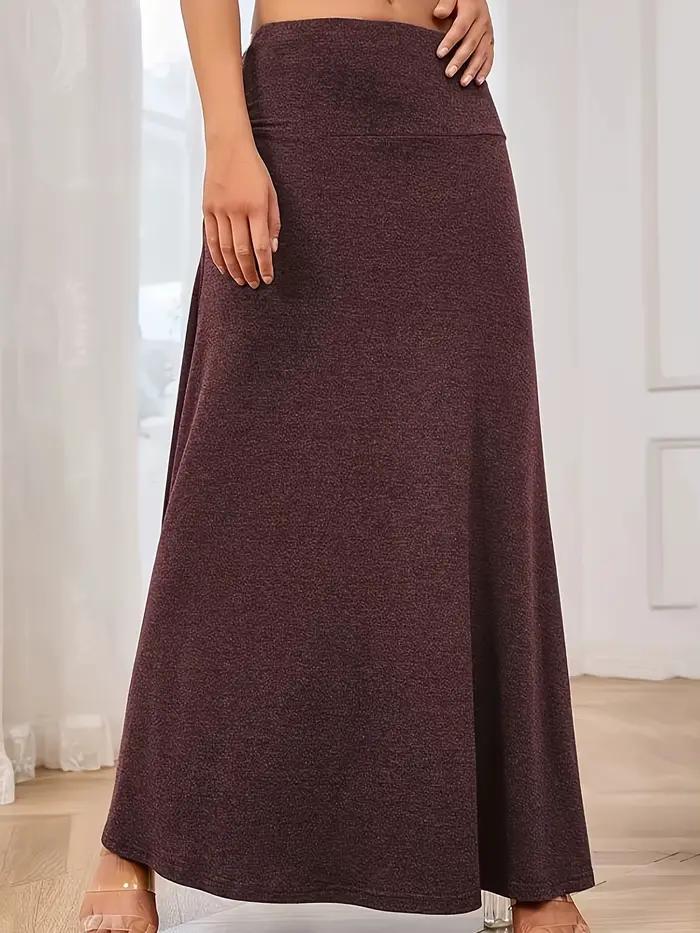 Jupe longue évasée taille haute en tricot élastique grande
