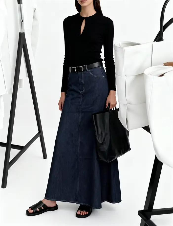 Uwing ZEE-Jupe trapèze taille haute pour femme
