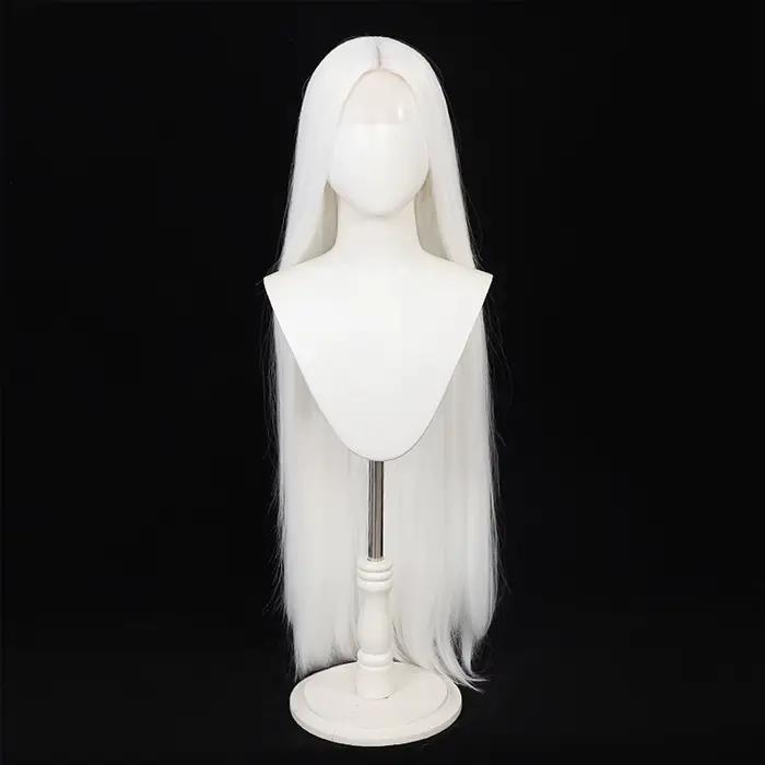 Perruque longue et droite de 100cm/40 pouces, perruque synthétique blanche, perruque blonde pour femmes, perruque longue pour cosplay, perruque rose, perruque longue noire