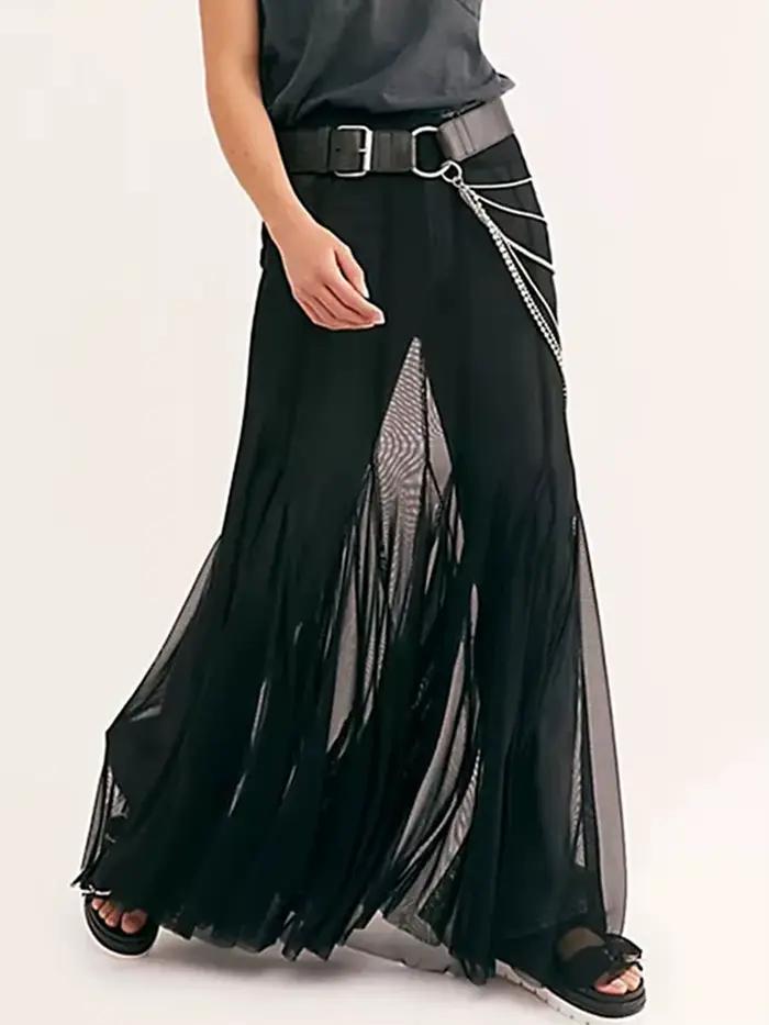 Jupes longues transparentes en maille transparente pour femmes