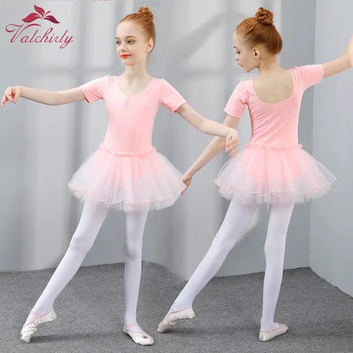 Robe Tutu de Ballet pour filles, vêtements de danse pour enfants, jupe de princesse d'entraînement, Costumes, justaucorps de gymnastique