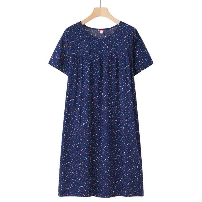 Nouvelle chemise de nuit grande taille, chemise de nuit à manches courtes pour femmes d'âge moyen et âgées, version fine d'été, robe ample pour la maison pour maman