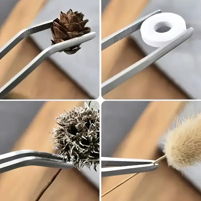 Ensemble de pinces longues en acier inoxydable de 20 cm - 4 pièces, pointes droites et courbées, pinces longues