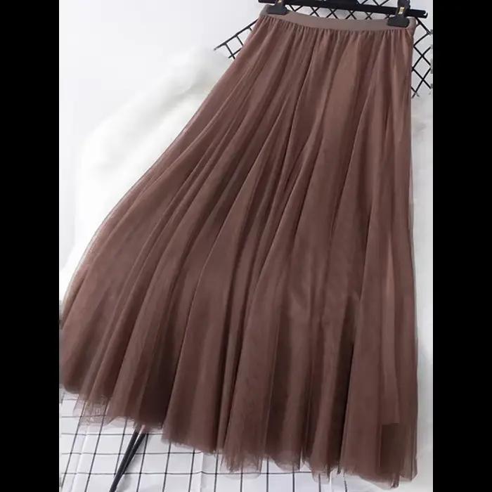 Jupe longue en mousseline de soie à grand ourlet pour femme