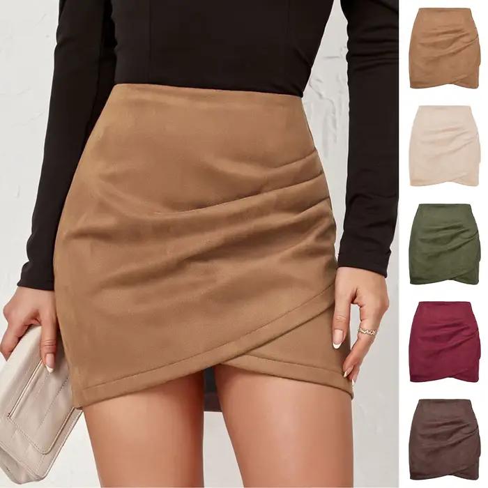 Femmes Faux daim jupe officielle dames a-ligne Mini