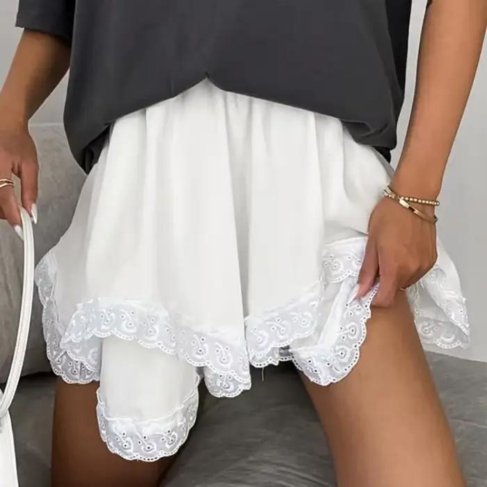 Jupe midi en dentelle tendance et polyvalente avec un design élégant