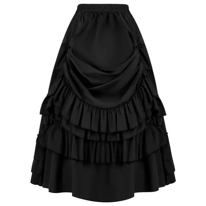Jupe victorienne longue taille haute à volants marron