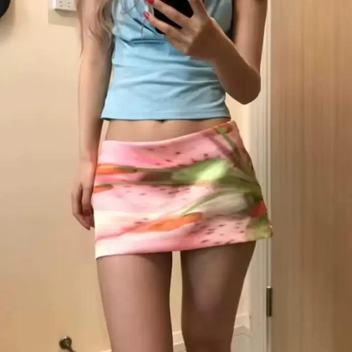 Mini-jupe trapèze vintage Y2K esthétique pour femme