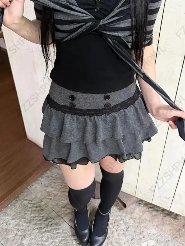 Mini-jupe gothique Lolita Jirai Kei pour femme