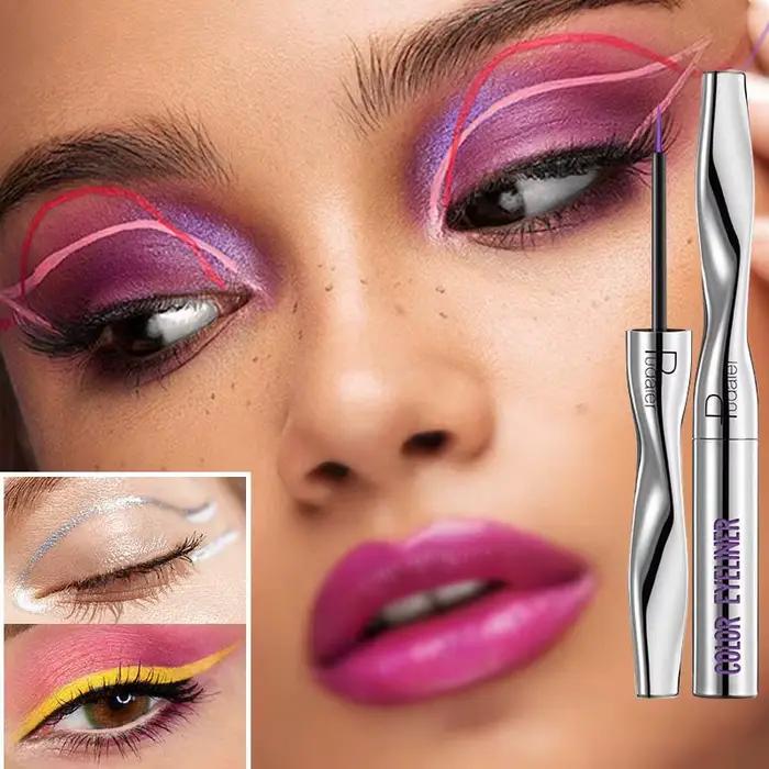 Eyeliner coloré liquide imperméable mat nacré liquide Eyeliner stylo longue durée vert jaune violet bleu blanc Eye Liner