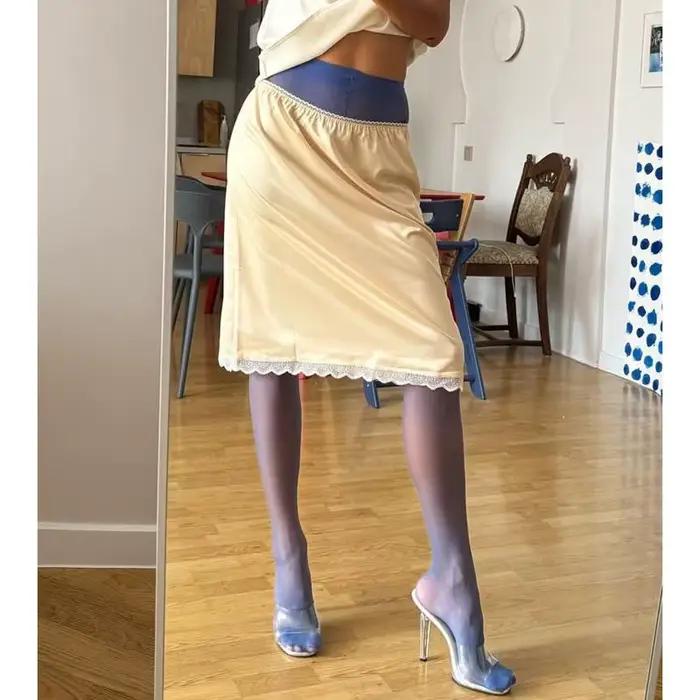 Jupes droites mi-longues en Satin de soie pour femmes
