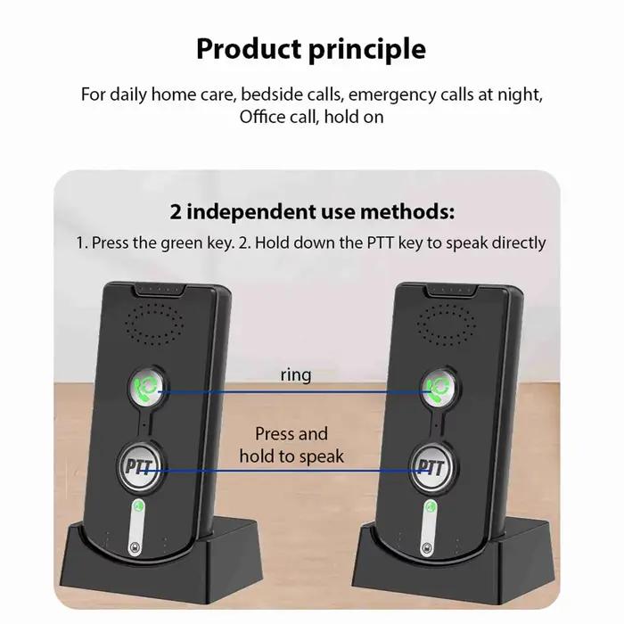 Interphone vocal sans fil, 2 pièces, longue portée de 1000 mètres, interphone de conversation bidirectionnel Portable pour personnes âgées, pour maison, Villa, hôpital
