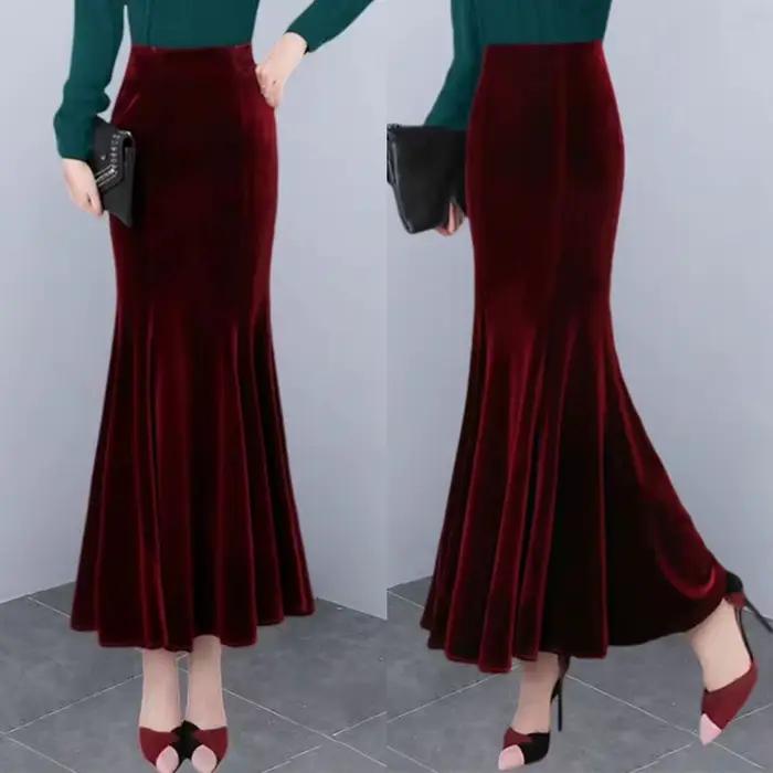 Nouvelle jupe en velours pour femmes mode mince