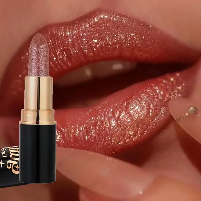 Tube noir brillant diamant rouge à lèvres perle hydratant paillettes teinte baume imperméable durable brillant à lèvres miroitant Sexy maquillage pour les lèvres