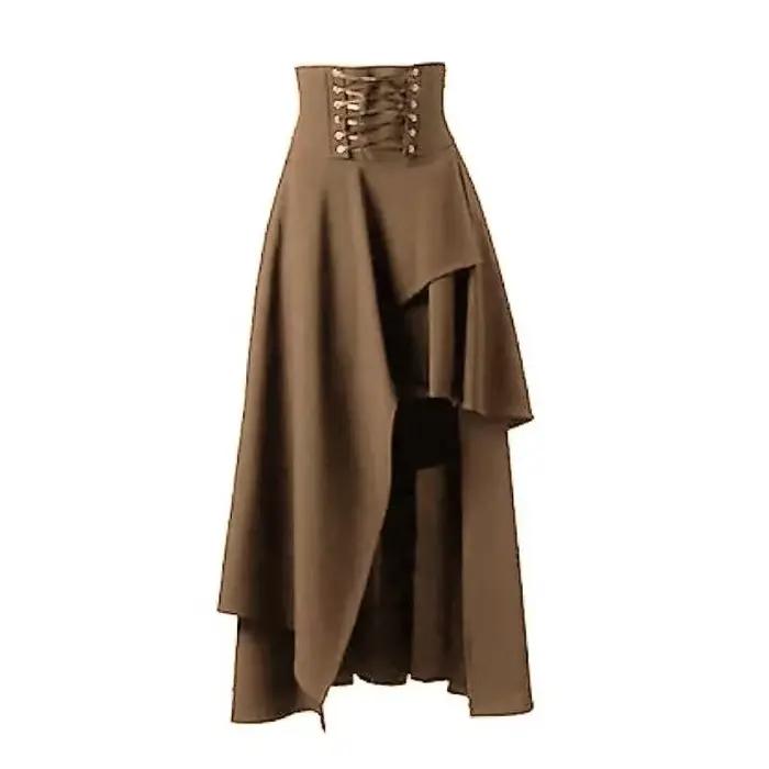 Mode femmes jupes irrégulières longue Steampunk gothique vêtements Vintage soirée coton tempérament 2025 femme jupe noir