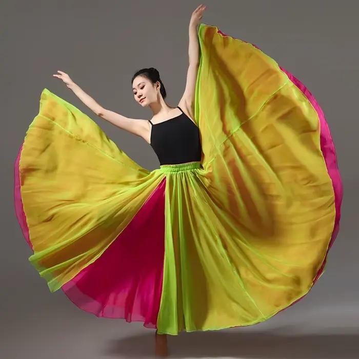Jupe de danse classique à double couche avec rotation à 720 degrés
