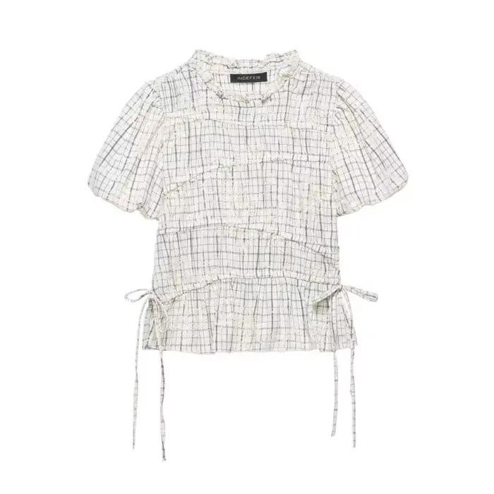 Ensemble jupe taille haute pour femme haut à col volanté et jupe évasée brodée deux pièces printemps été occassions spéciales