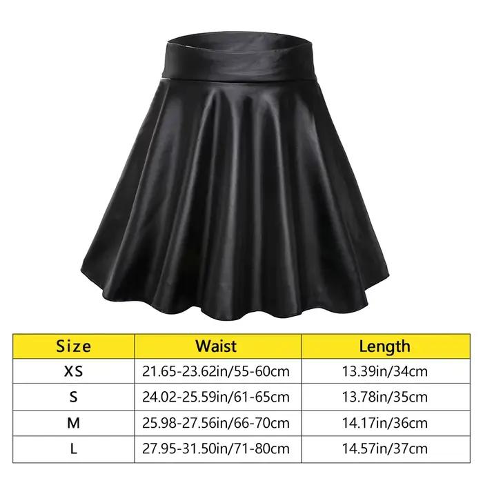 Mode chaude patineuse polyvalente élastique Faux cuir jupes jupe courte Mini taille haute