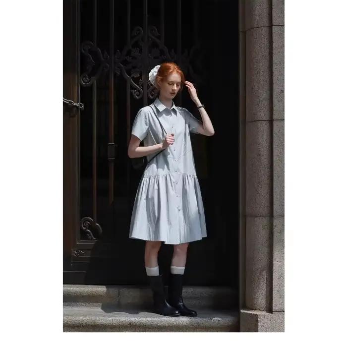 Robe chemise 2026, été, coupe ajustée, robe longue pour femmes
