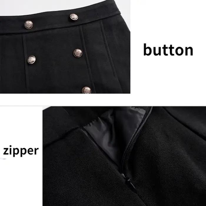 Jupes plissées femmes bouton loisirs concepteur couleurs pures élégant Harajuku Style coréen Faldas BF Vintage tout-match automne hiver