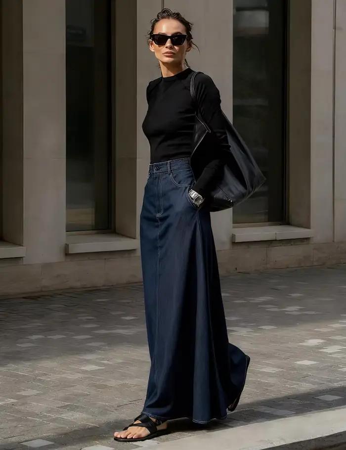 Uwing ZEE-Jupe trapèze taille haute pour femme