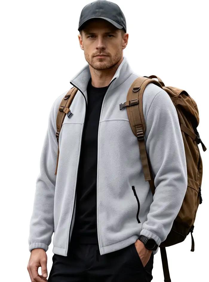 Veste polaire pour hommes, nouvelle collection automne-hiver 2026, fermeture éclair, col montant, manteau chaud pour sports de plein air, style américain décontracté