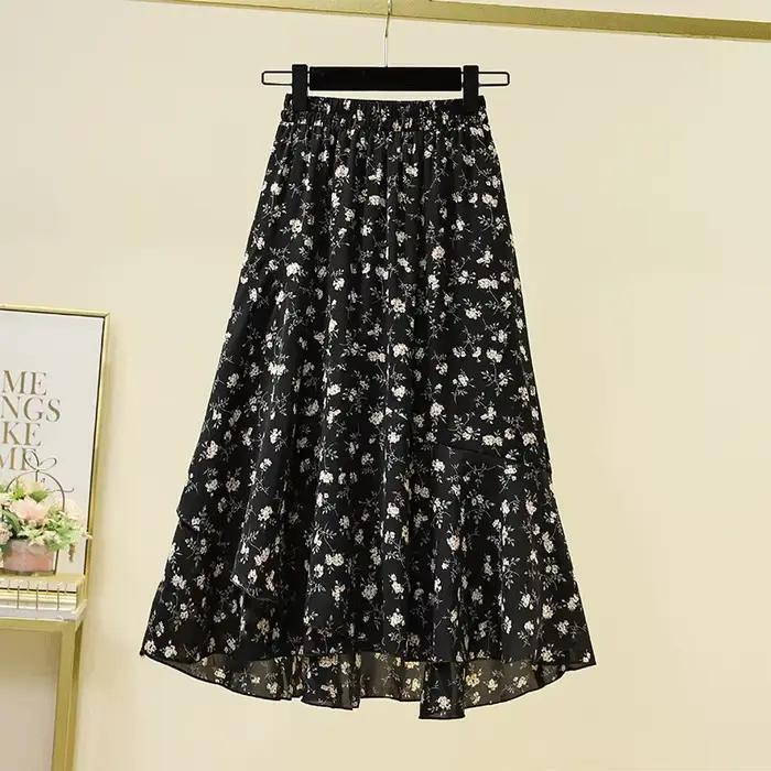 Jupe longue décontractée taille haute à imprimé floral