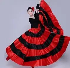 Jupe de Flamenco espagnole en Satin pour femme gitane